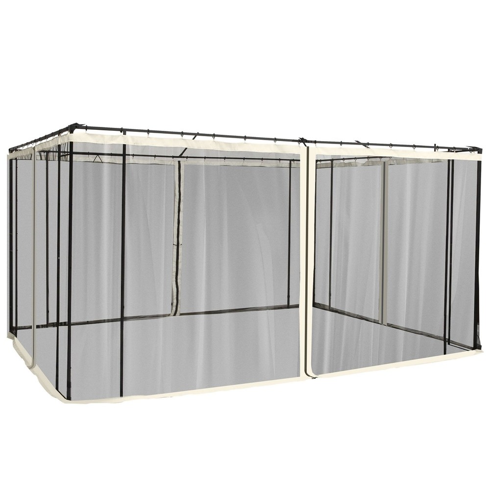 4-Piece Gazebo Mesh Sidewalls: Polyester, 11ft x 6.8ft, Zip & Ring Installation