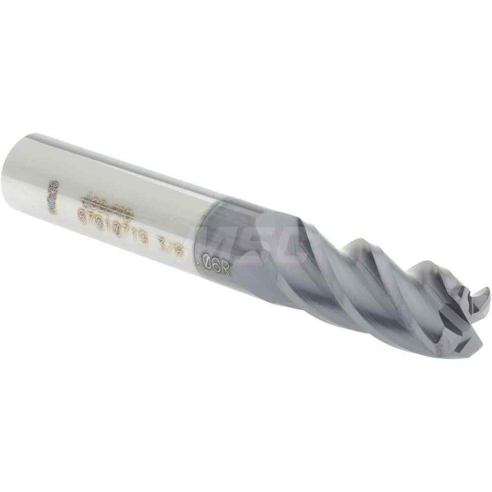 Accupro 3/8" Diam 4 Flute Single End Solid Carbide 0.06" Corner Radius End Mi...