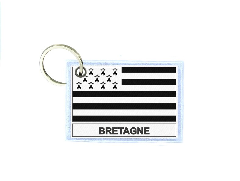 Keychain Double-Sided Print Brittany Breton Flag