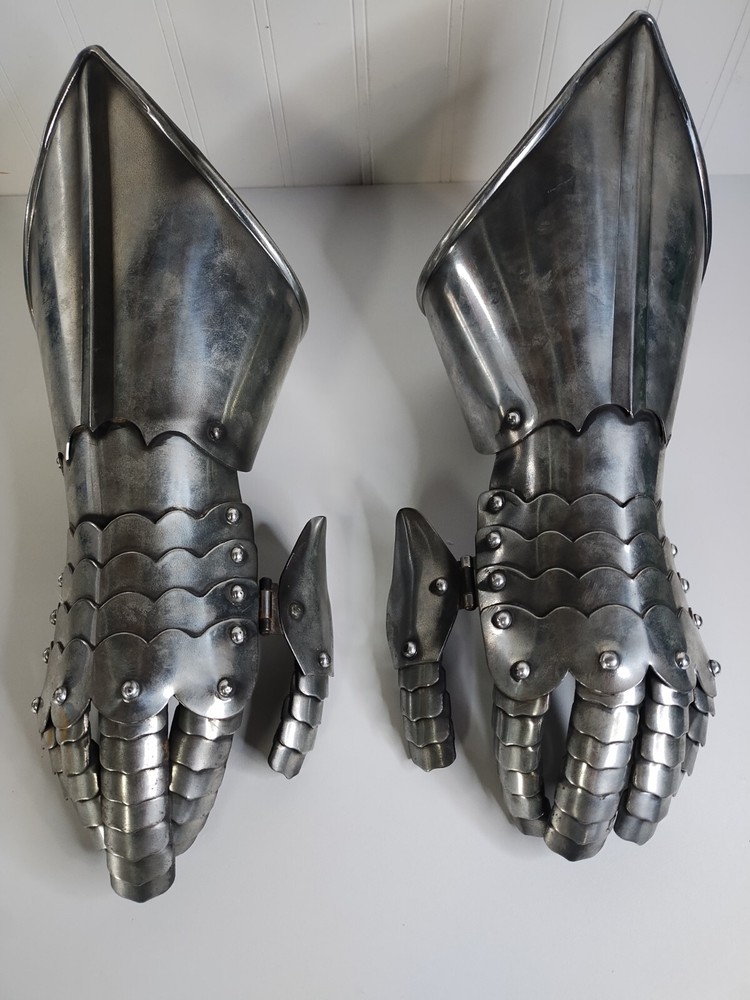 Steel Medieval Knight Late Gothic Finger Gauntlets Armor Gloves SCA