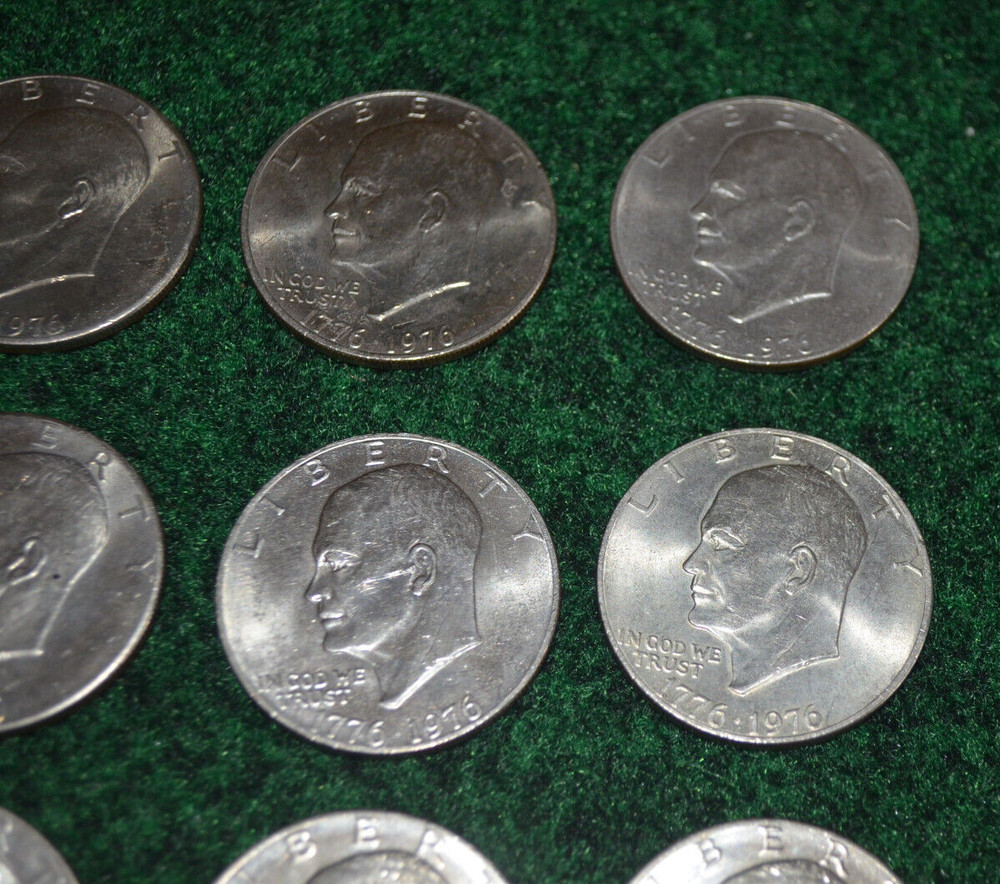 Nine 1976 One Dollar Eisenhower Bicentennial Coins