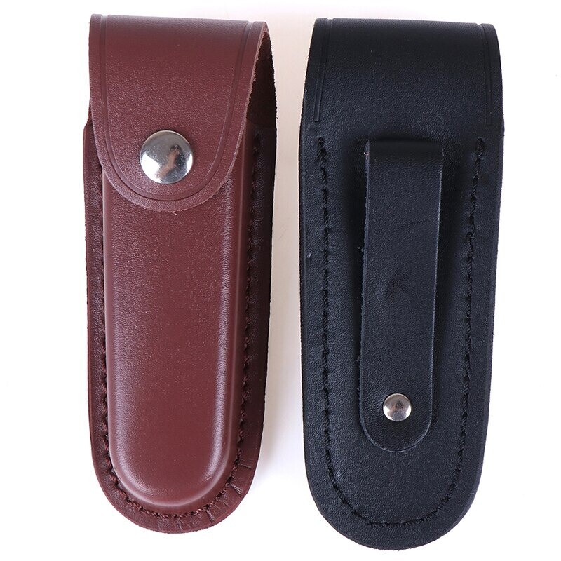 Cowhide Leather Multi Function Tool Folding Pocket Knife Torch Belt Pouch Sheath