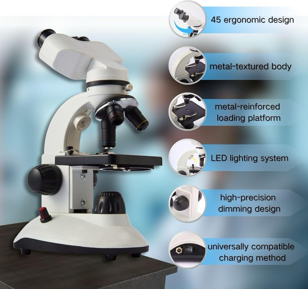 Compound Binocular Microscope for Kids Adults Students,40X-2000X,Microscope Kits