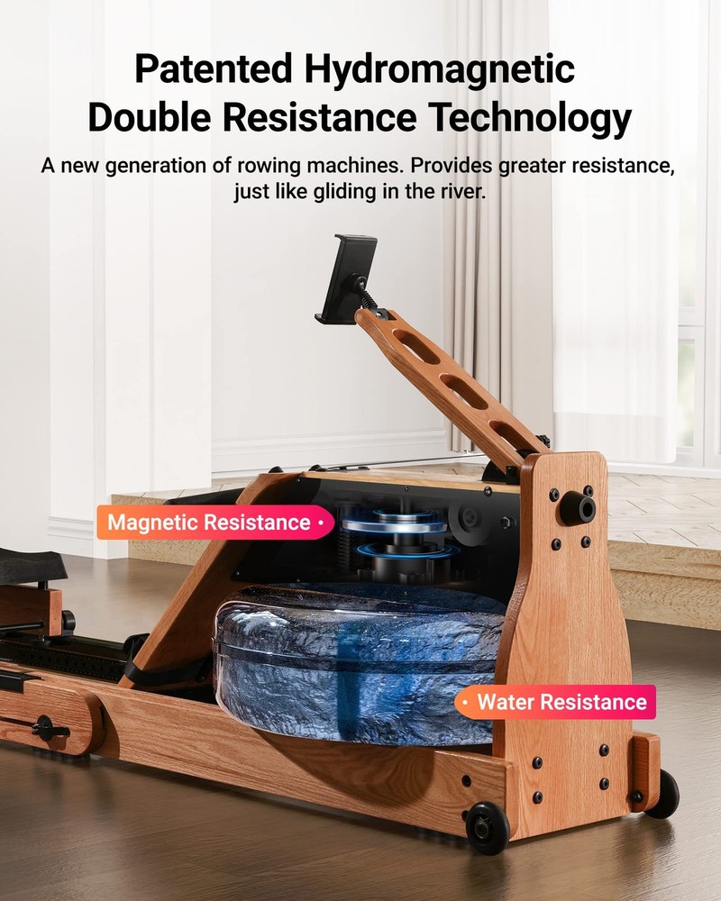 MERACH Foldable Wooden Rowing Machine Water Electromagnetic Rower Machine MR-R23