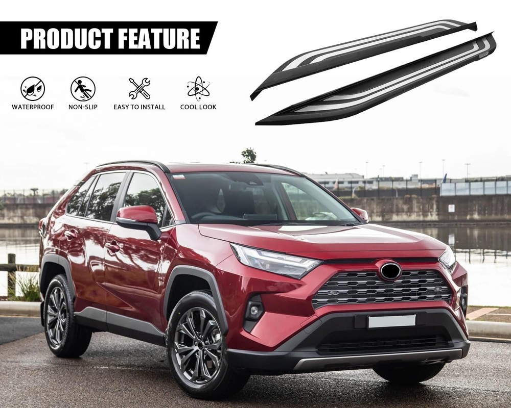 Running Boards 2019-2024 RAV4 Side Step Nerf Bar Black Silver Replacement 2PCS