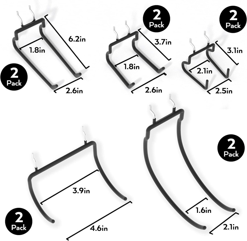Heavy Duty Peg Board Hooks Hanging Tools 1/4" Large Pegboard Drill Holder 10 PCS