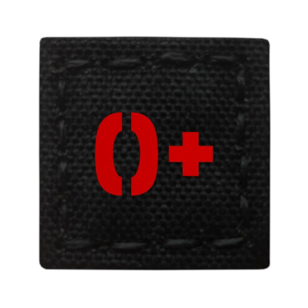 Micro Patch 1x1 Blood Type O+ OPOS black on red reflective tactical IFF infrared