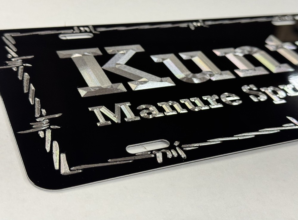 REFLECTIVE Custom Personalized Barbed Wire Car Tag Diamond Etched License Plate