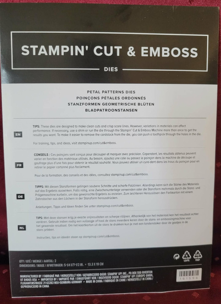 Stampin' Up! PETAL PATTERNS cut & emboss dies - large, background