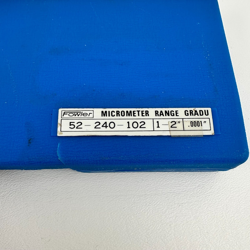 Fowler Micrometer Tool 1-2" Range .0001" Graduation 52-240-102 Case Damaged