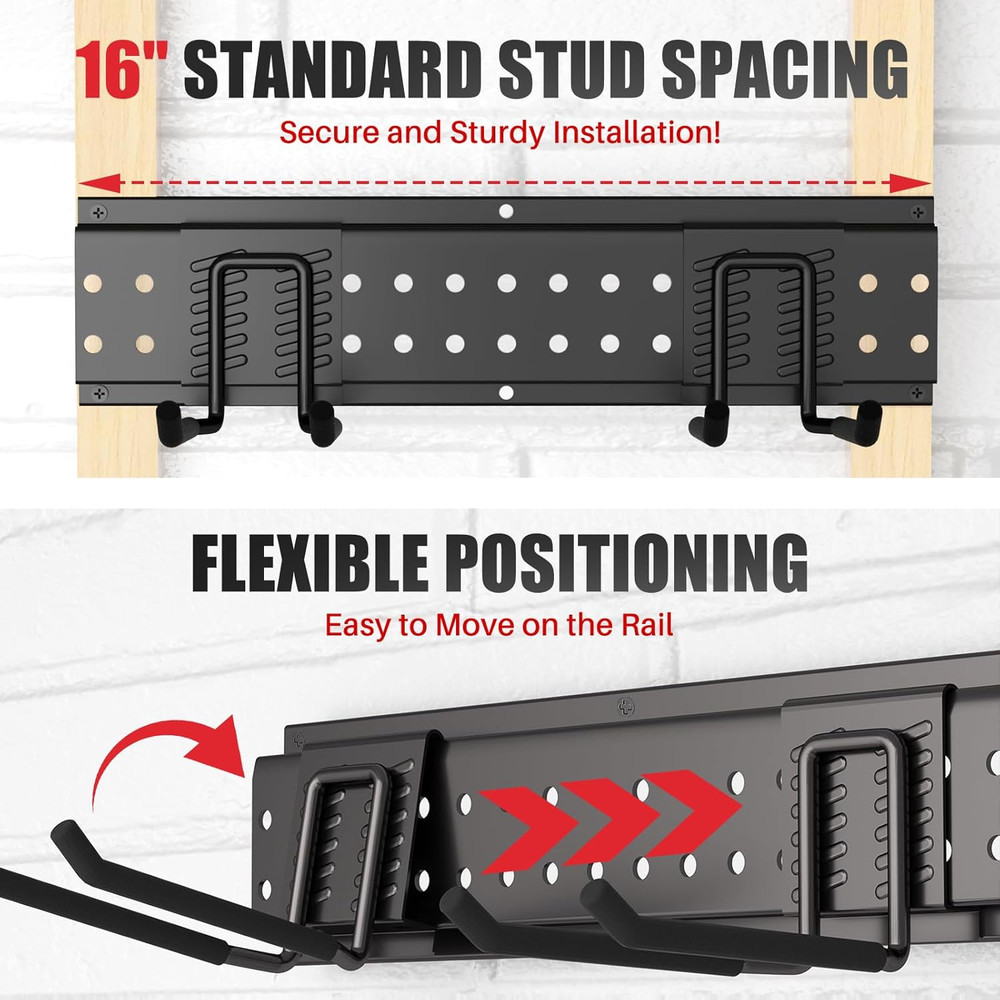 Garage Tool Organizer Wall Mount 48 Inches With 10 Adjustable Heavy-Duty