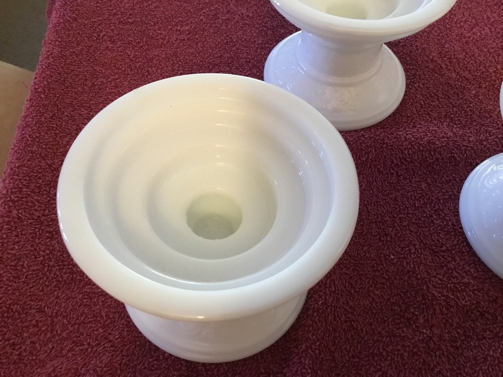 White Milk Glass Candle Holders