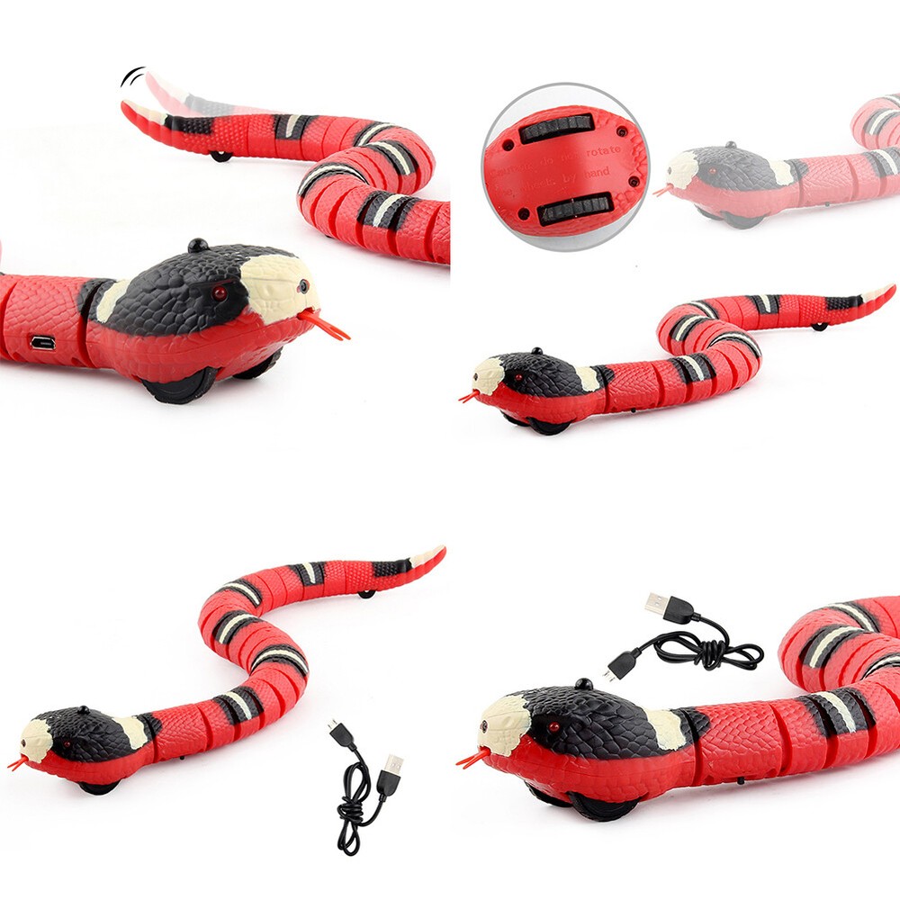 US 1 Pack USB Charging Smart Sensing Snake Electron Interactive Cat Dog Toys