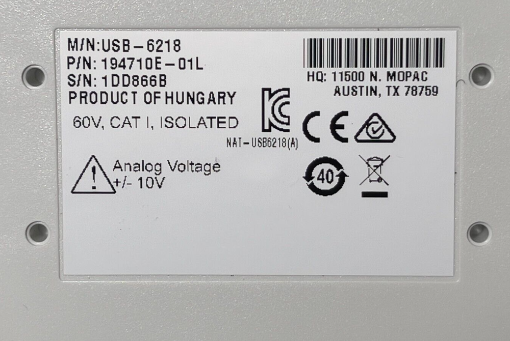 National Instruments NI USB-6218 32 Inputs, 16-bit, 250 KS/s,