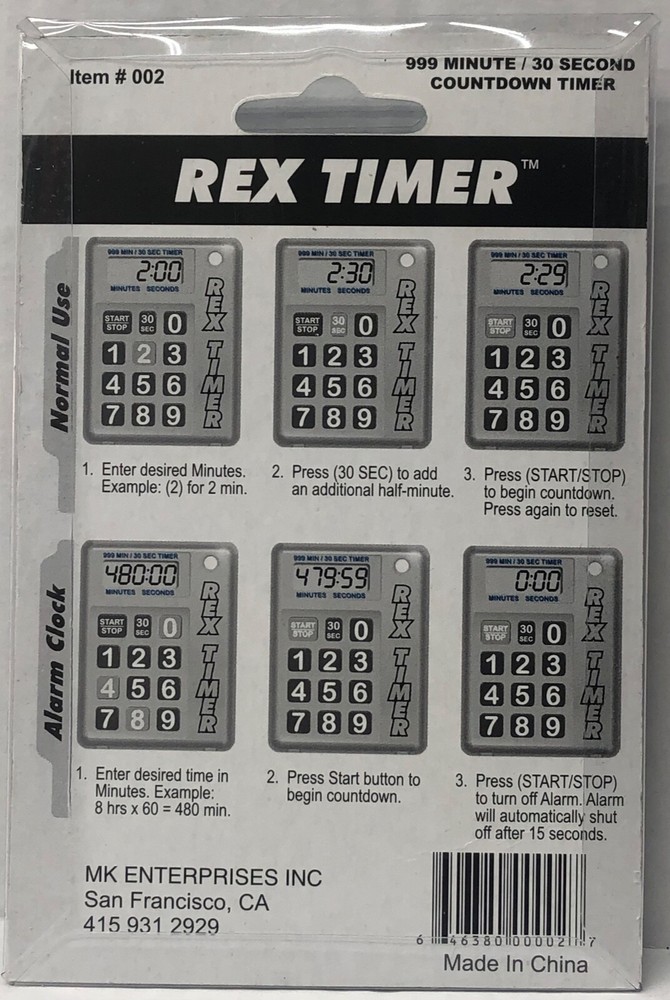 Rex Timer Blue digital countdown Timer Easy to read home work Travel