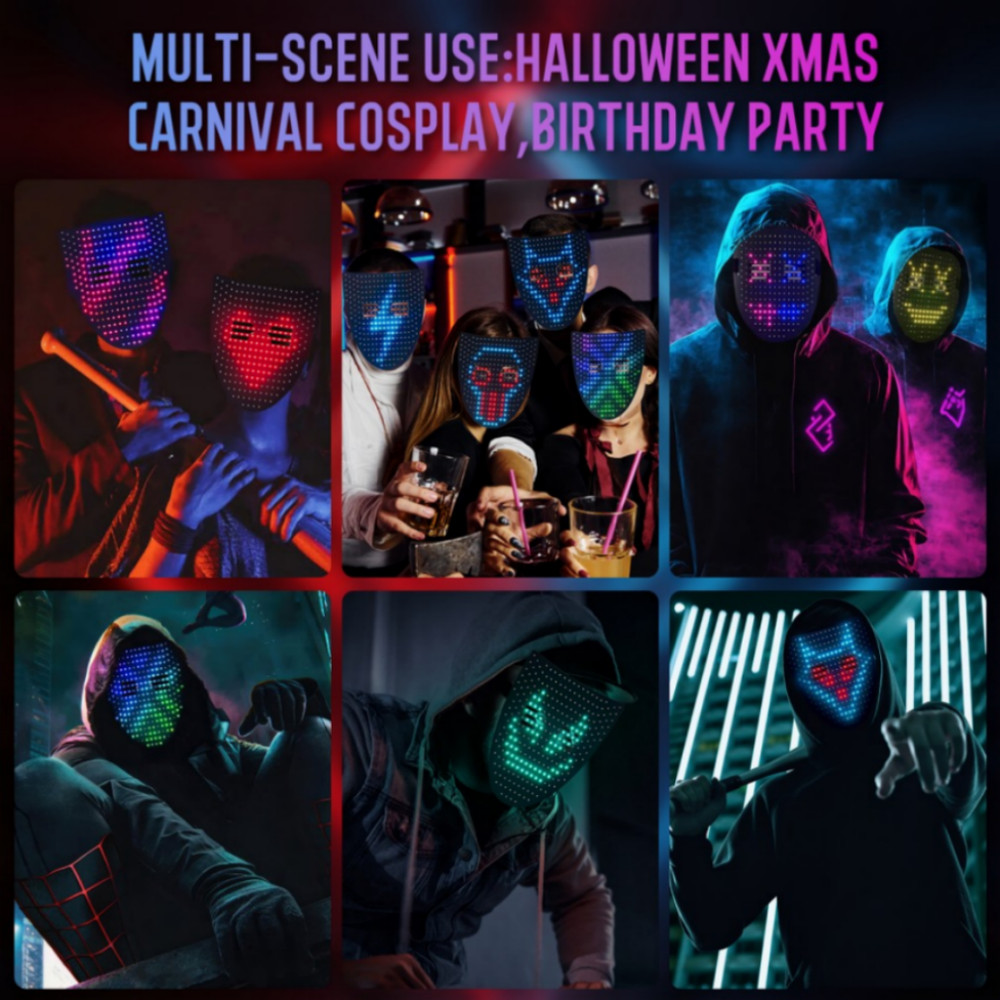 LED Mask with Gesture Sensing, Light up mask with 50 Pattern Display for Men/...