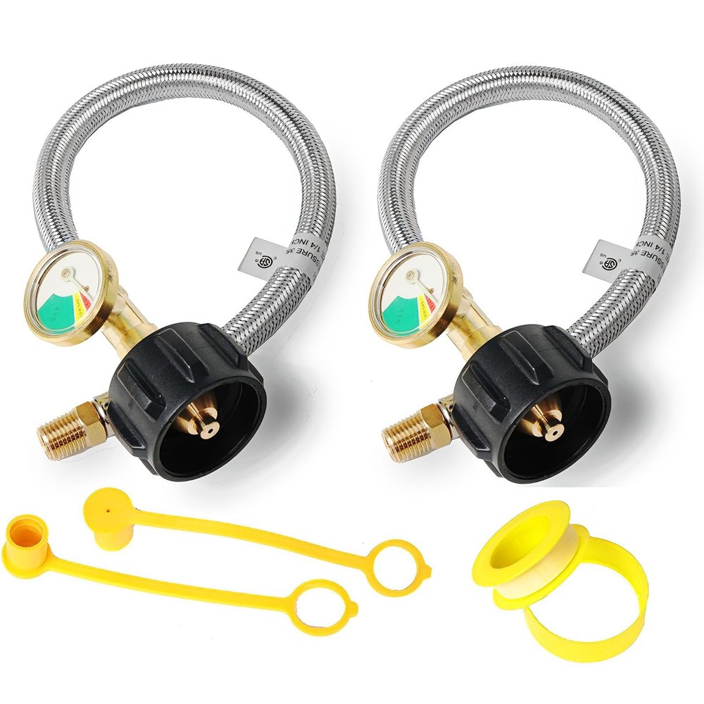 RV Propane Hose Replacement with Gauge 2 Pack Camper Propane Hose for RV Two-...