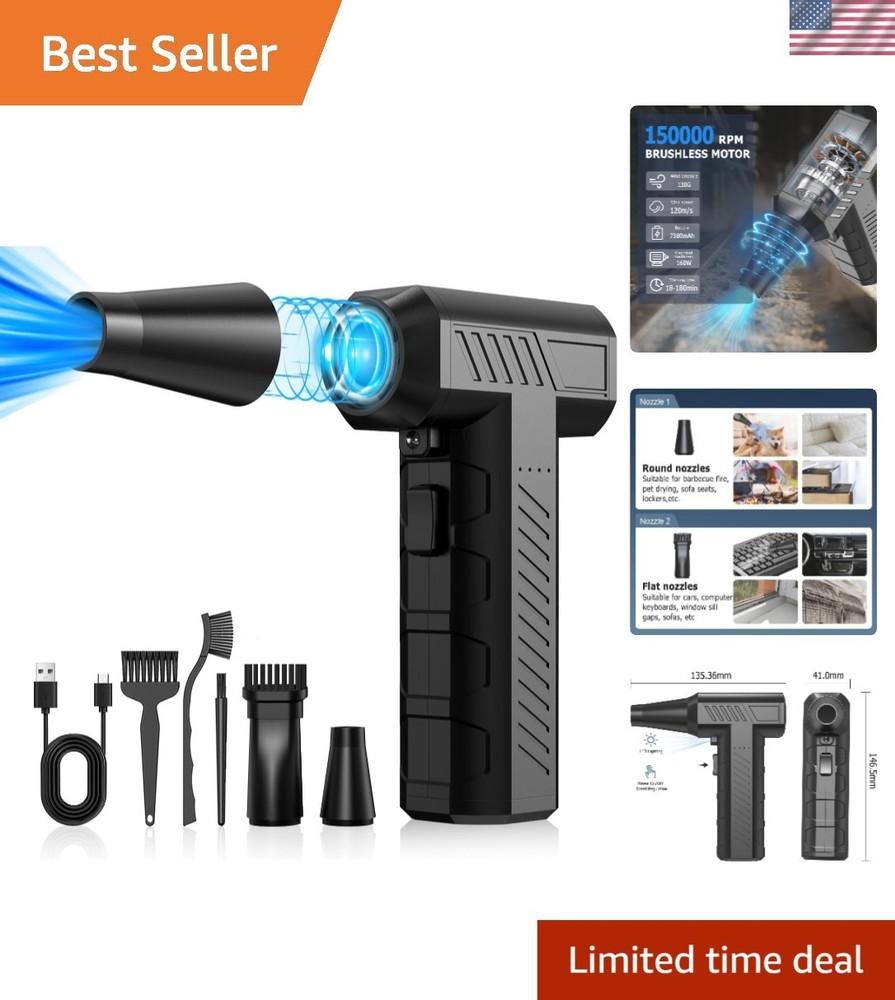 Compact Handheld Air Duster with HEPA Filter - Rechargeable & Portable Cleaning