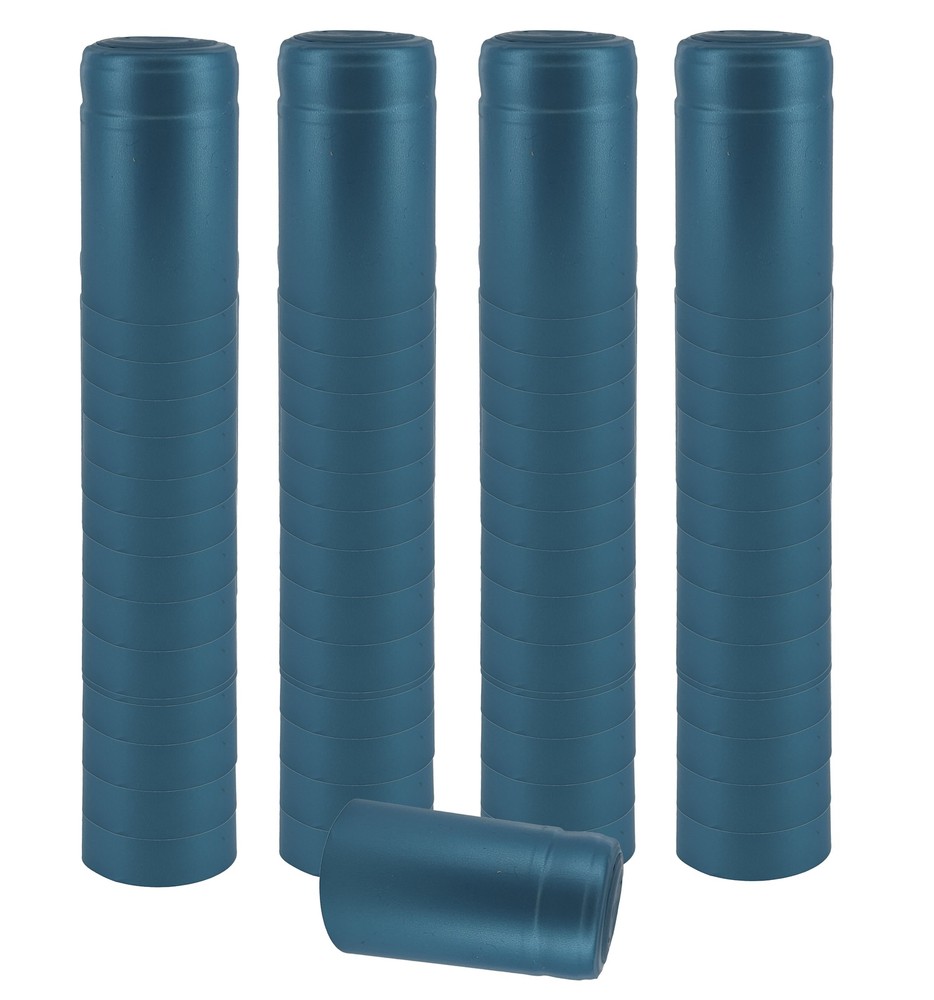PVC Heat Shrink Capsules For Wine Bottles - Metallic Light Blue 100 count