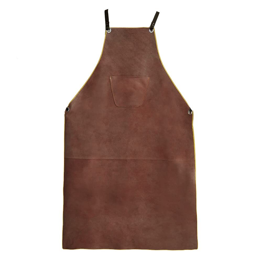 Leather Welding Work Apron - & Flame Resistant Bib Apron, Flame Retardant Hea...