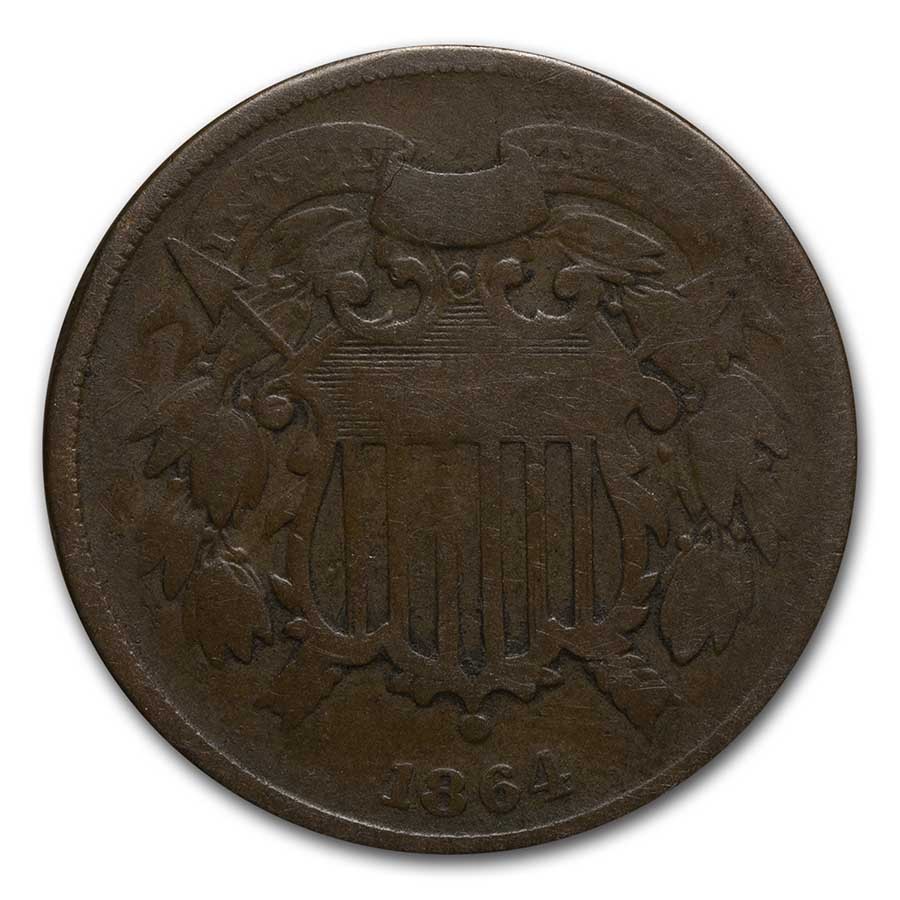 1864 Two Cent Piece Small Motto Good