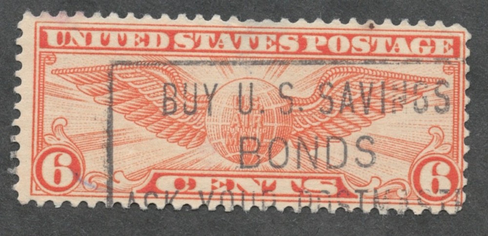 US. C19. 6c. Winged Globe. Used. 1934. Clear Postmarked