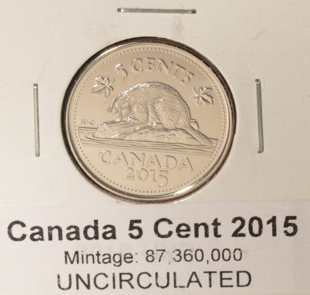 2015 Canada 5 Cent - UNCIRCULATED from Mint Roll 🇨🇦