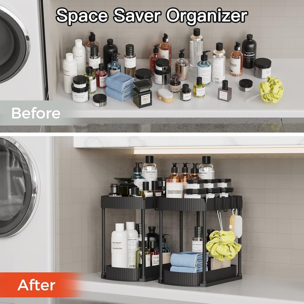 2-Piece Multi-Purpose Pull-Out Storage Organizer, Under Sink Storage
