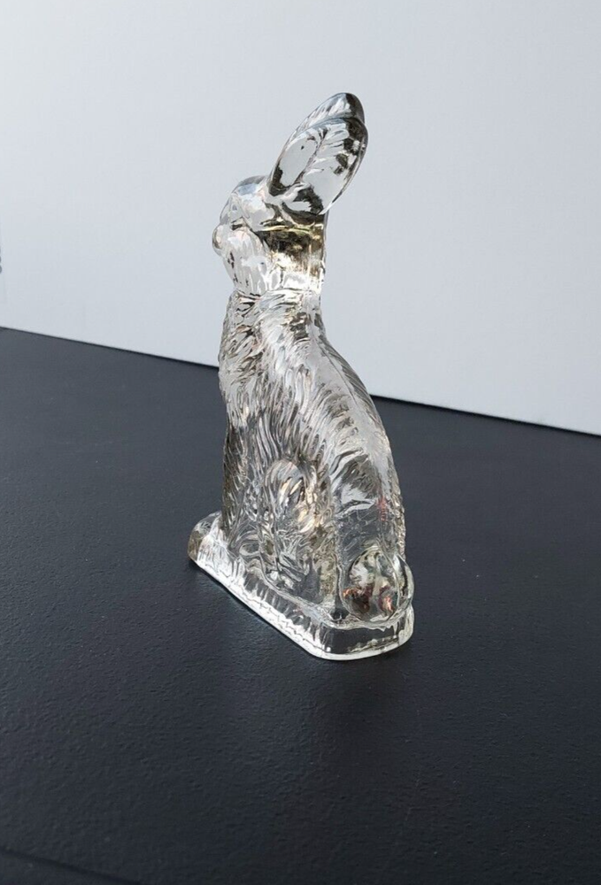 RABBIT / HARE SHAPE GLASS CANDY CONTAINER. J.H MILLSTEIN CO.