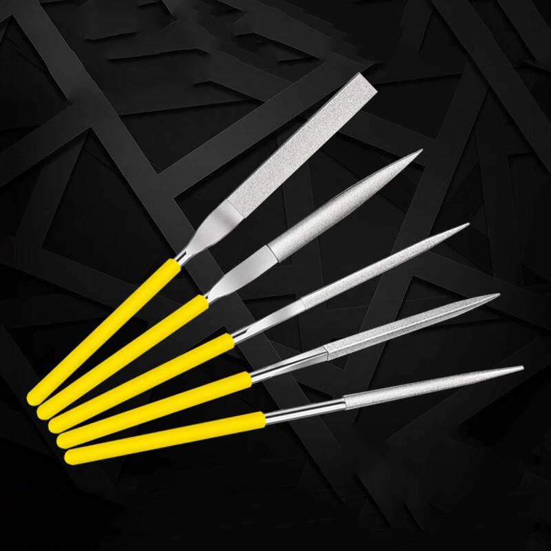 3/4mm Dia Second Cut Round/Flat/Triangular Diamond Needle File 120/400/600 Grit