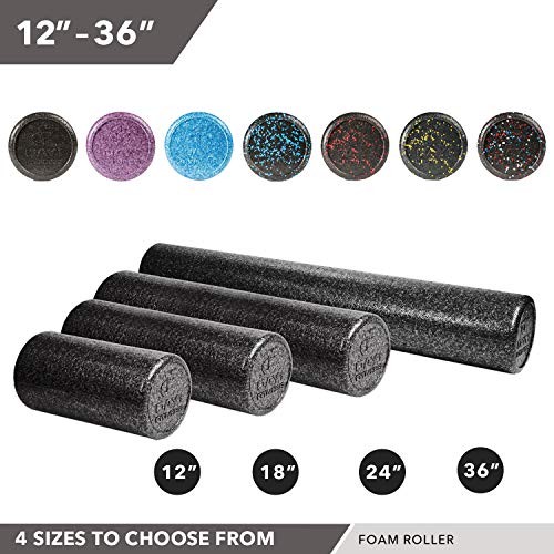 High Density Muscle Foam Rollers - Sports Massage Rollers Solid Black 12-Inch