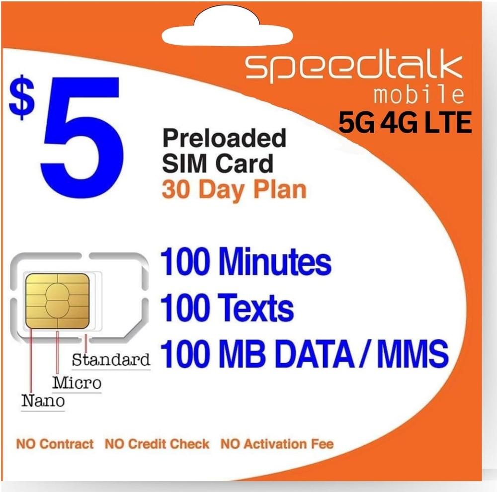 Affordable 5G Prepaid Wireless Plan - 100 Talk, 100 Text, 100MB Data