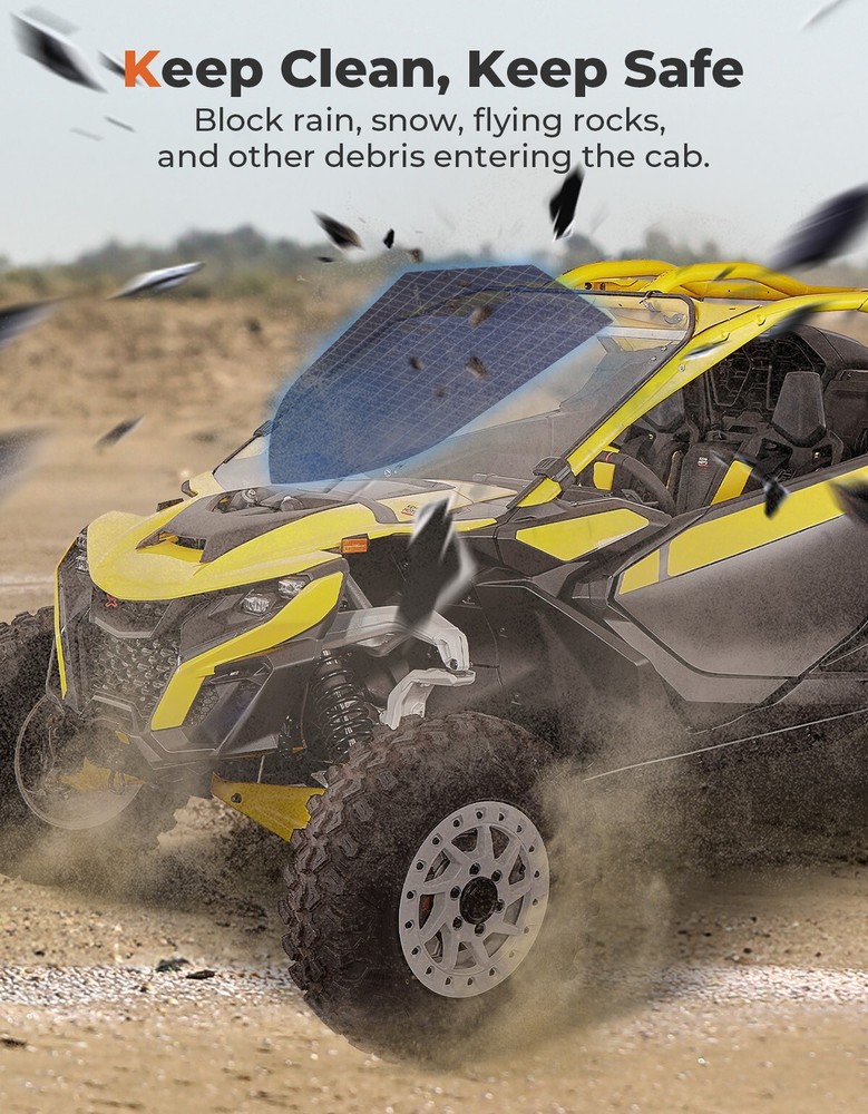 UTV Front Full Windshield Scratch Resistant for Can Am Maverick R MAX 2024-2025
