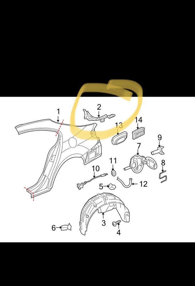 2009-2017 VW CC Rear Left LH Quarter Panel Gutter OEM