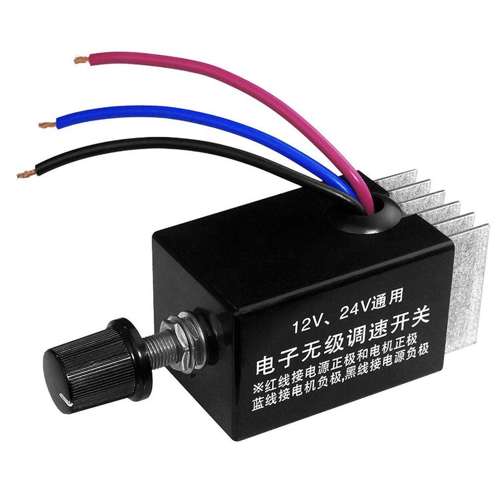 DC Motor Speed Controller Universal DC 12V 24V 10A Electronic Stepless Speed ...