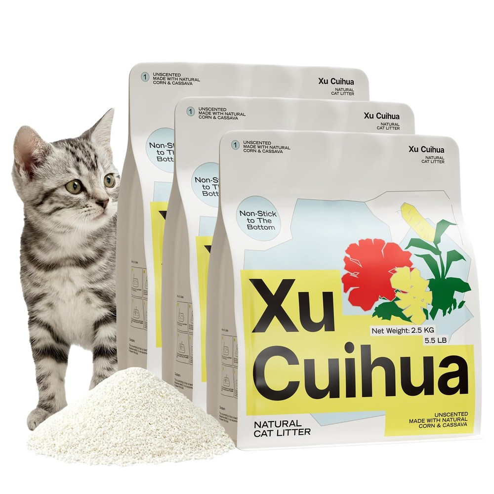 Natural Cat Litter Unscented, 100% Plant-Based, Strong Clumping Litter, Easy ...