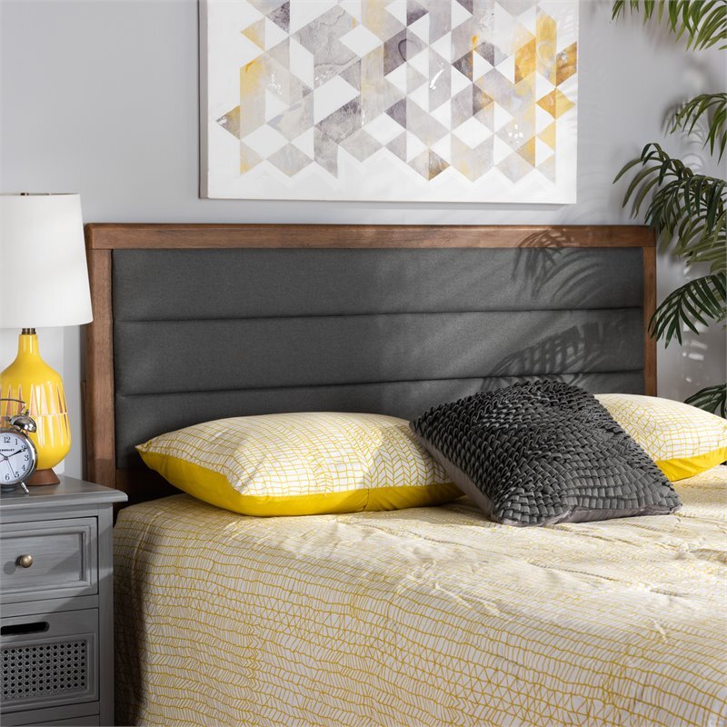 Baxton Studio Dexter Dark Gray and Brown Finished Wood Queen Size Headboard