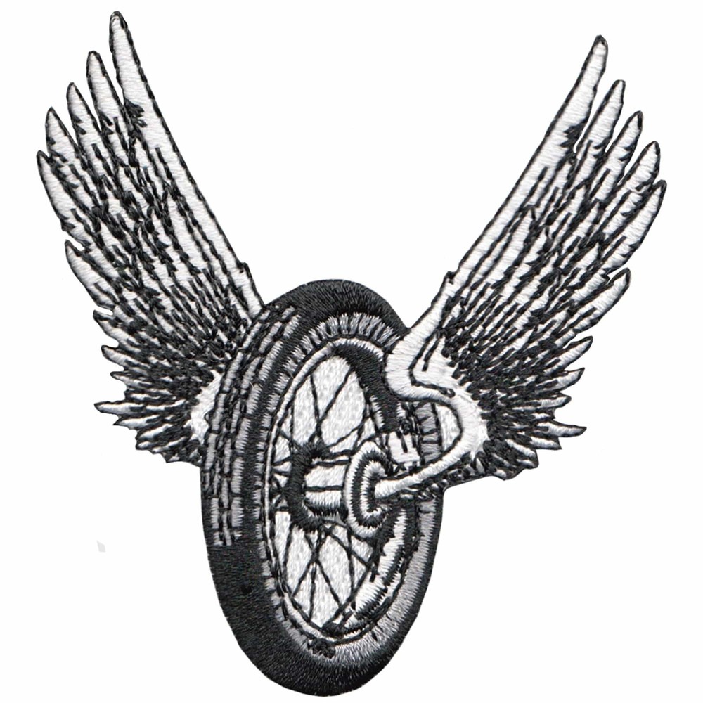 Lowbrow Customs Winged Motorcycle Wheel Patch