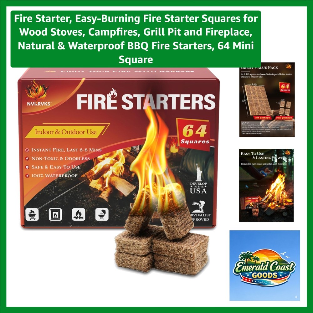 Portable 64 Mini Fire Starter Squares - Natural & Eco-Friendly Lighting Solution