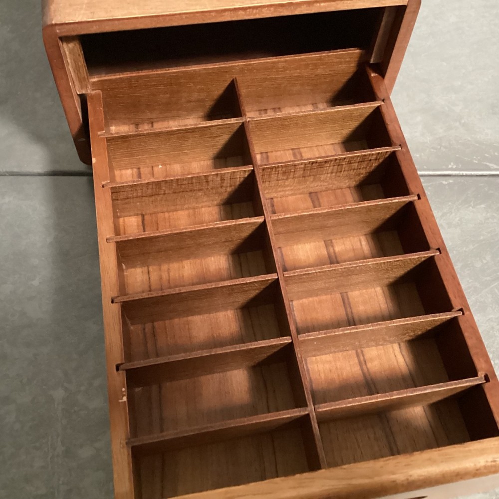 Vintage Wood Storage Box Case Pullout Tray Handcrafted & Hand Rubbed Oiled