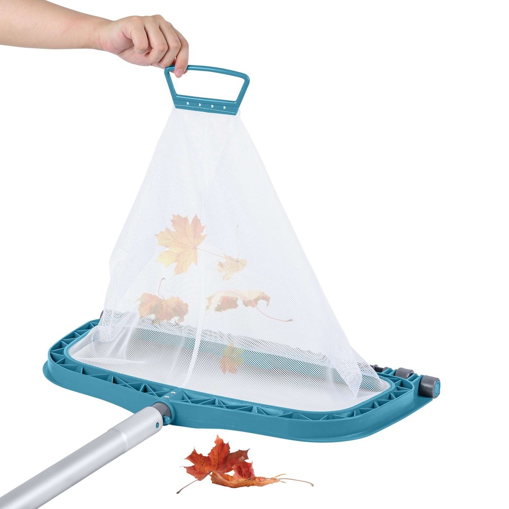 Pool Leaf Rake with Easy-Roll Wheels
