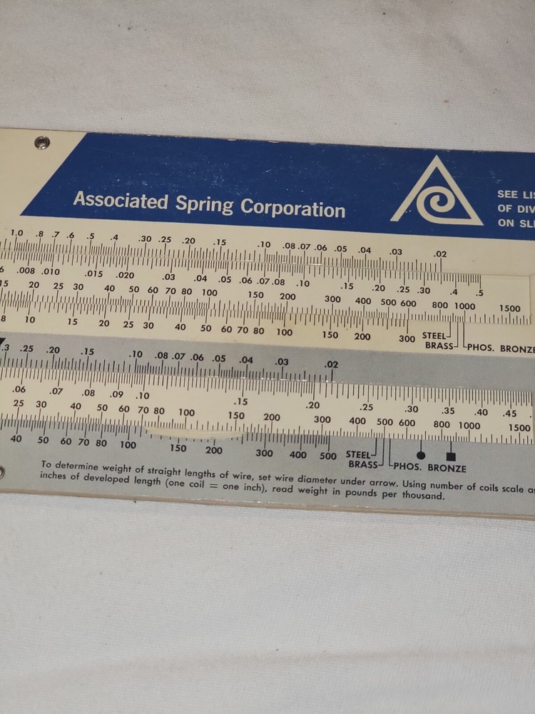 Vintage Spring Weight Calculator 1960 Sprind Data Computer Associated Spring Co