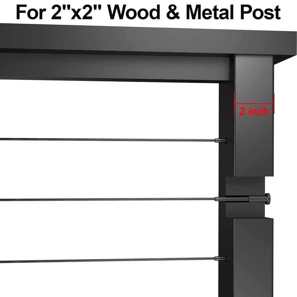 1/8" Black Invisible Receiver and Swage Stud End Fits Cable Railing Deck 50 Pack