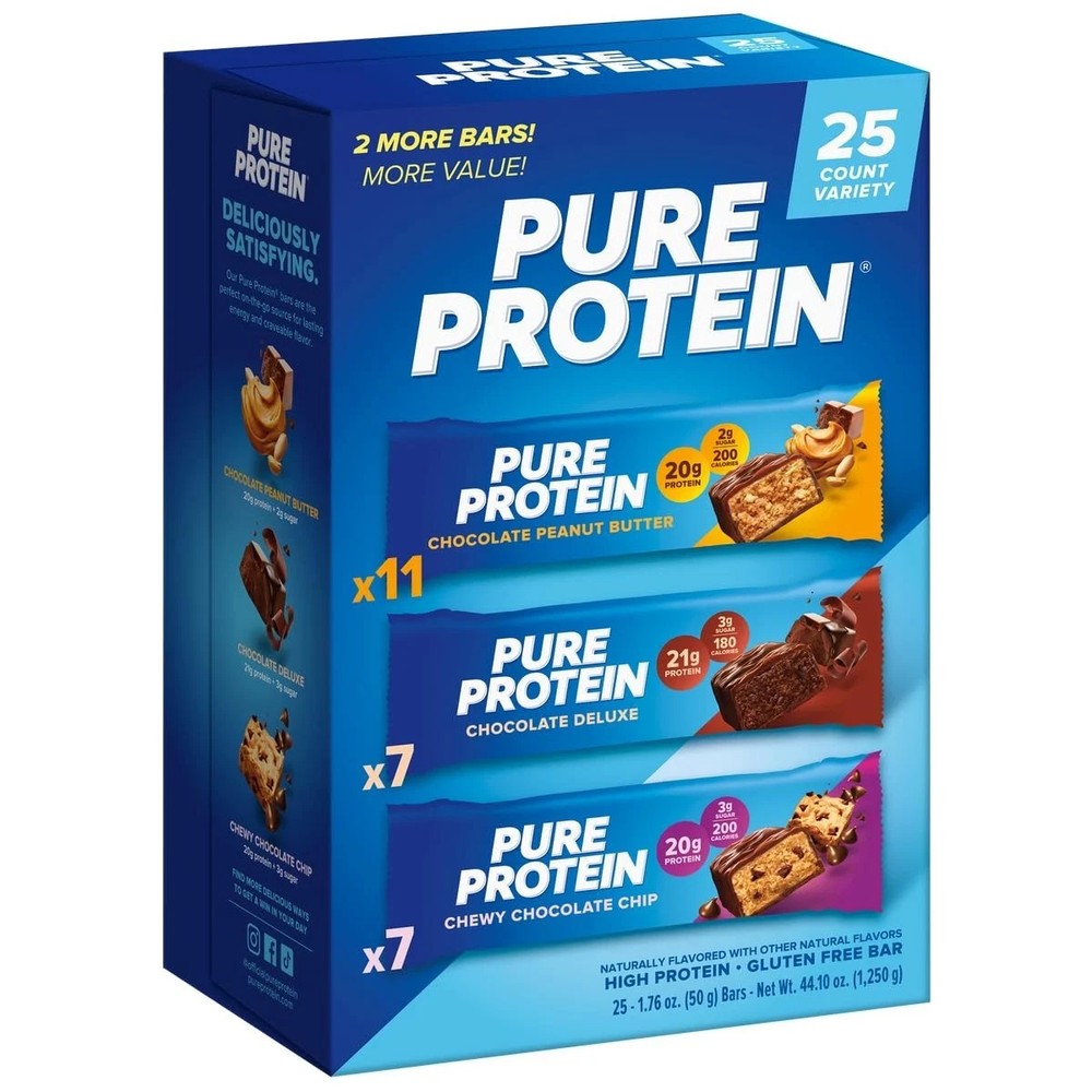 Pure Protein Bar, Variety Pack, 1.76 oz, 25-pack