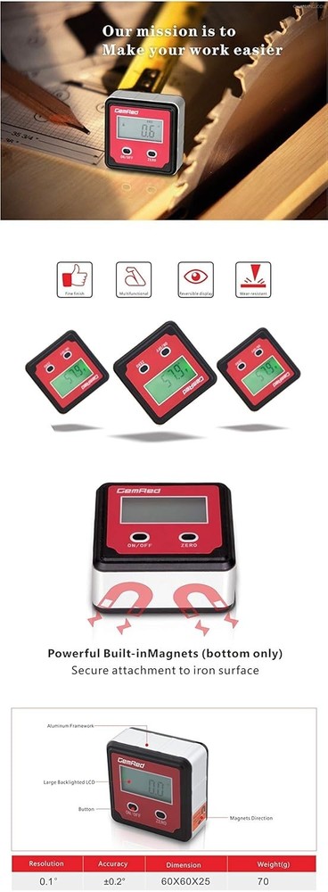 82412 Digital Angle Gauge with Green Backlight