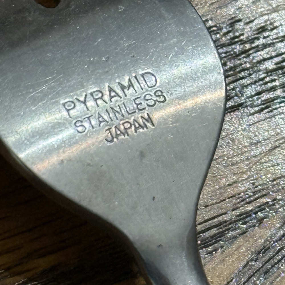 Vintage Pyramid Place Setting Flatware Stainless Brown 5 Piece Fork Spoon Knife