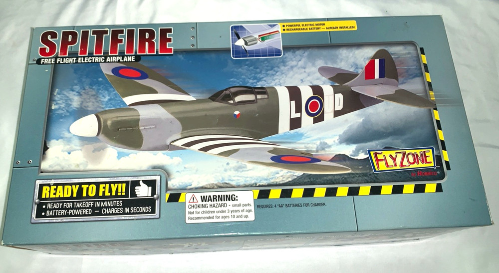 Spitfire Free Flight Electric Motor Rechargeable Battery Airplane Untested