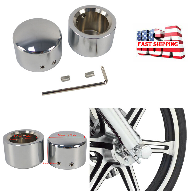 Chrome Front Axle Cap Nut Covers For Harley Dyna Softail Electra Road King Glide