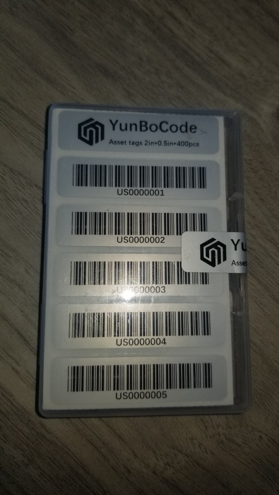 YunBo Asset Tags Pre-Printed with Barcode Laebles Glossy White Adhesive Label...