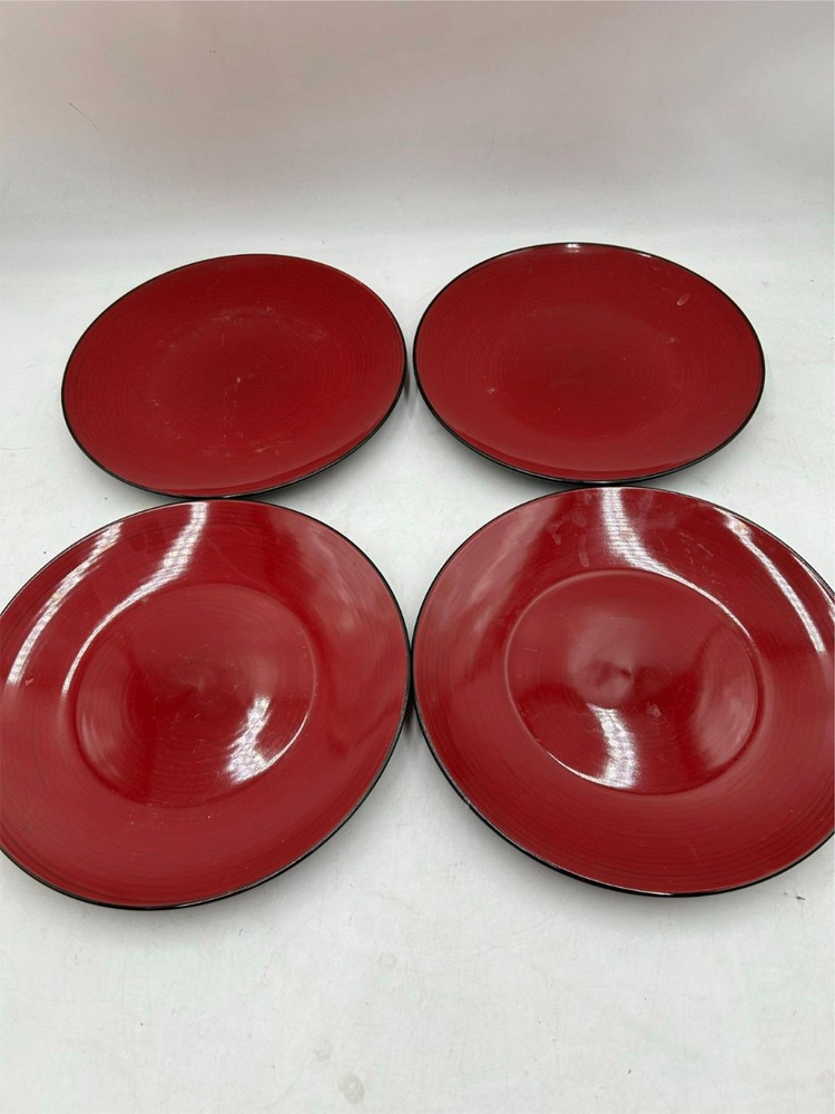 4)  THOMSON   DINNER PLATES      BURGUNDY
